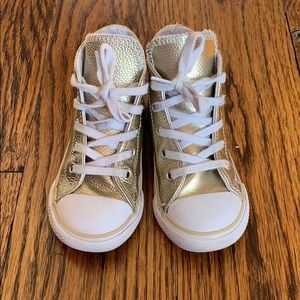 Little Kids Metallic Gold High Top Converse